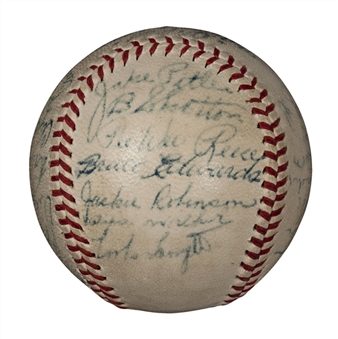 1947 National League Champion Brooklyn Dodgers Team Signed Baseball with Jackie Robinson Rookie Signature (24) (JSA)
